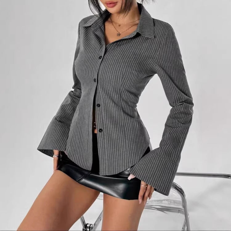 Damen Elegantes Hemd mit ausgestellten Ärmeln Nord Taschen