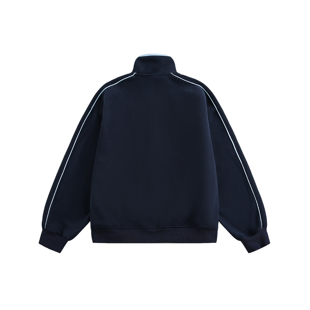 Damen Oversize-Sweatjacke mit Stehkragen und Zwei-Wege-Reißverschluss Nord Taschen