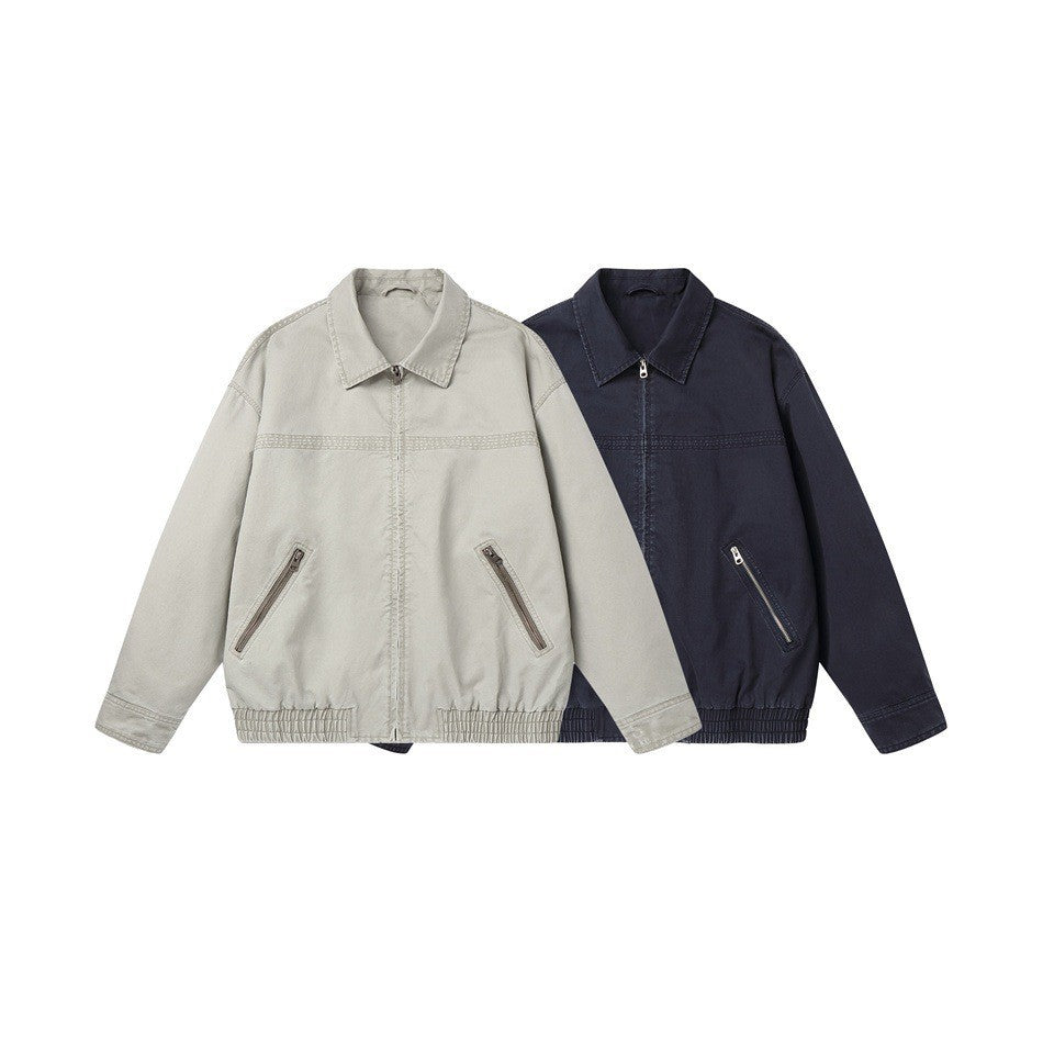 Herren Kurzblouson im Boxy‑Cut aus Canvas mit diagonalen Reißverschlusstaschen und elastischem Saum Nord Taschen