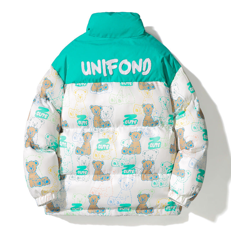 Unisex Gestepptes Teddy‑Print Pufferjacke mit hohem Kragen Nord Taschen