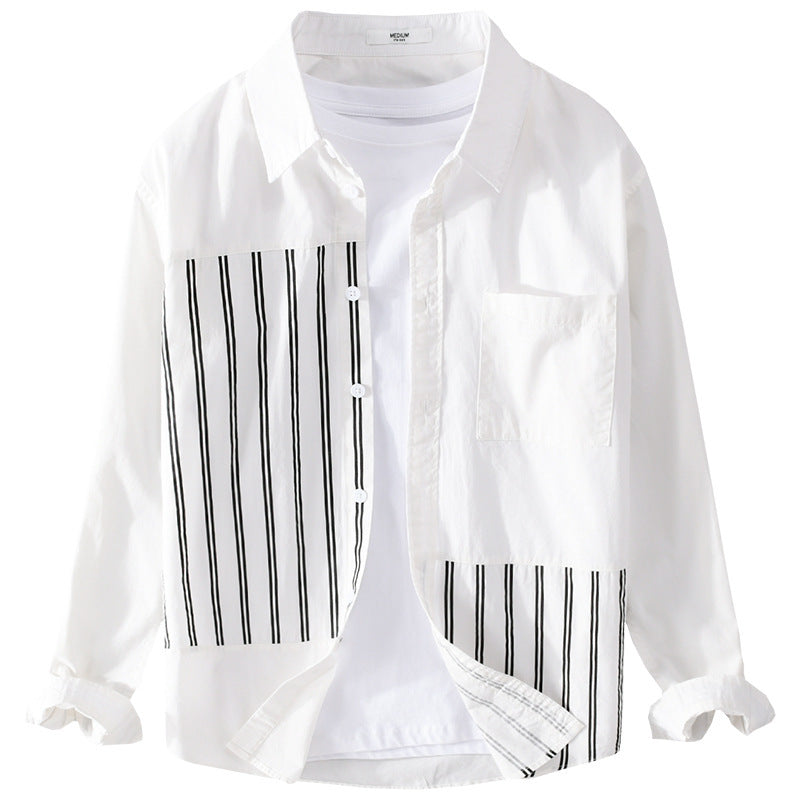 Damen Zweiteiliges Loungewear-Set mit Oversize-Hemd im Streifenpatch und elastischer Bund-Jogger Nord Taschen
