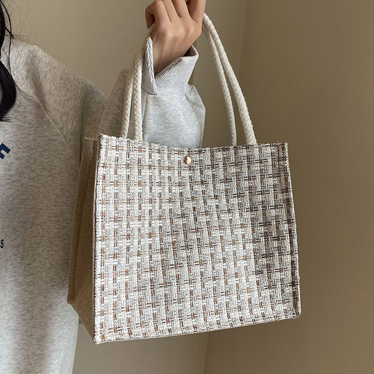 Damen Jute-Einkaufstasche mit modernem Gewebemuster Nord Taschen