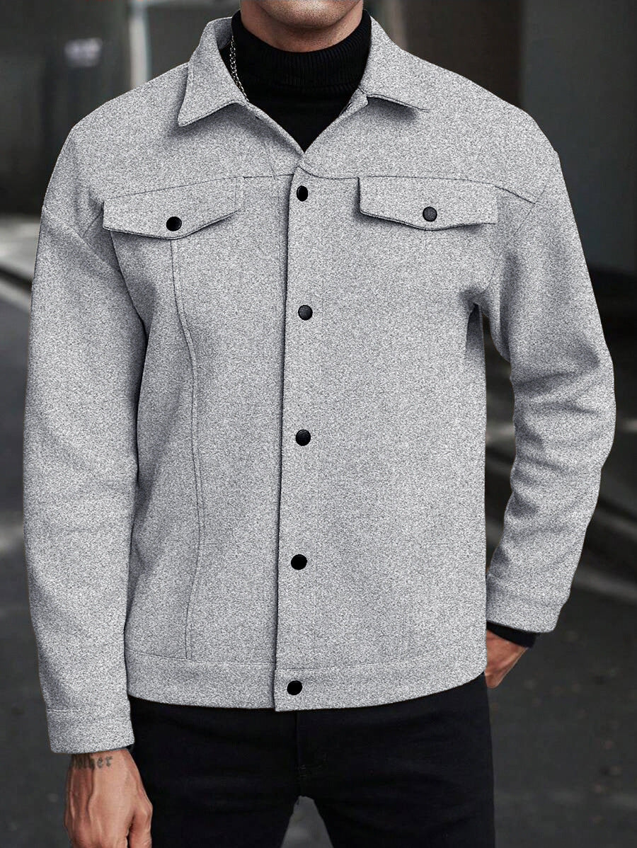 Herren Overshirt-Jacke im Trucker-Stil mit Wollmix-Optik und Druckknöpfen Nord Taschen