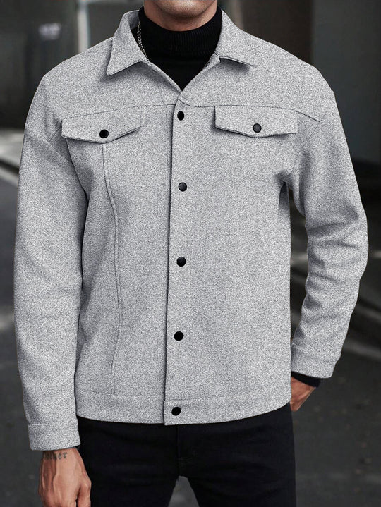 Herren Overshirt-Jacke im Trucker-Stil mit Wollmix-Optik und Druckknöpfen Nord Taschen