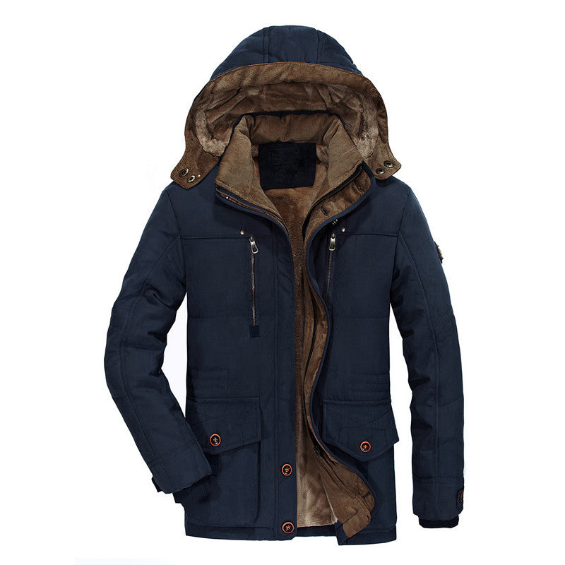 Herren Wattierte Winterparka mit Kapuze und Teddyfutter wasserabweisend vielseitige Taschen Nord Taschen