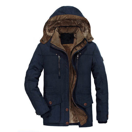 Herren Wattierte Winterparka mit Kapuze und Teddyfutter wasserabweisend vielseitige Taschen Nord Taschen
