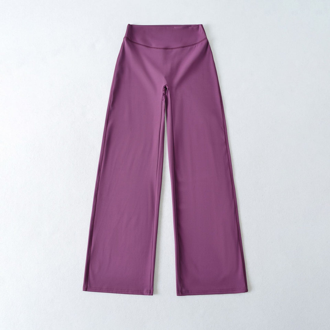Damen Weite High Waist Loungehose aus Stretchjersey mit fließendem Schlag Nord Taschen
