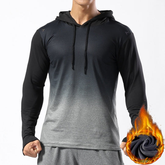 Herren Thermo-Langarm-Hoodie aus Funktionsstretch mit Kapuze, Daumenloch & feuchtigkeitsregulierender Fütterung Nord Taschen