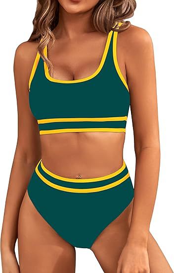 Damen Sportlicher Hochgeschnittener Bikini Nord Taschen