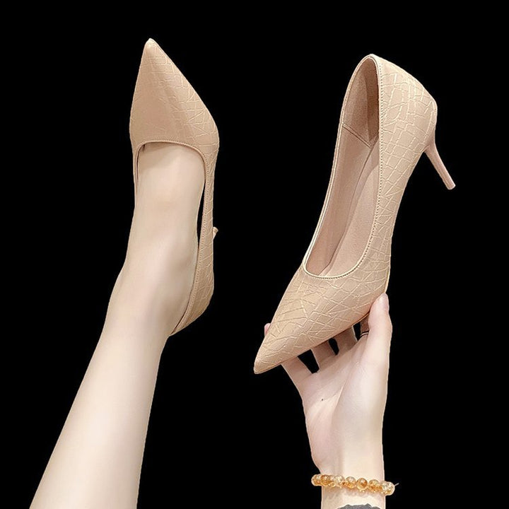Damen elegante Spitzen-High Heels mit raffiniertem Schlangenleder-Effekt
