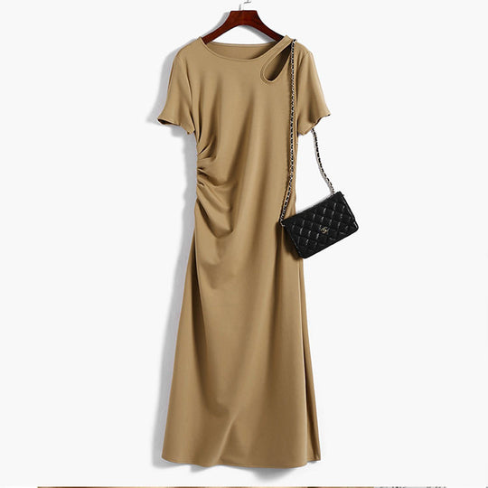 Damen Maxikleid mit asymmetrischem Cut-Out, seitlicher Raffung und fließender A‑Linie Nord Taschen