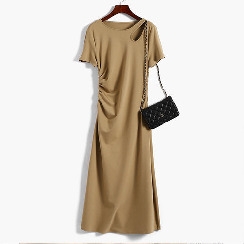Damen Maxikleid mit asymmetrischem Cut-Out, seitlicher Raffung und fließender A‑Linie Nord Taschen