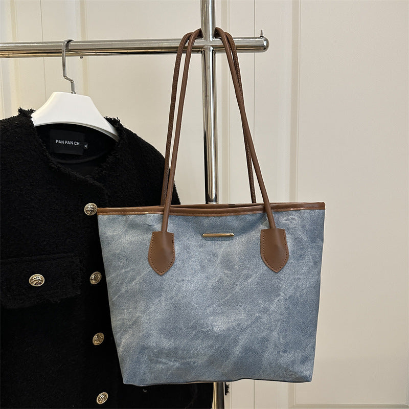 Damen Shopper-Tasche aus strapazierfähigem Canvas mit eleganten Ledergriffen Nord Taschen