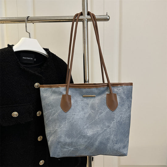 Damen Shopper-Tasche aus strapazierfähigem Canvas mit eleganten Ledergriffen Nord Taschen