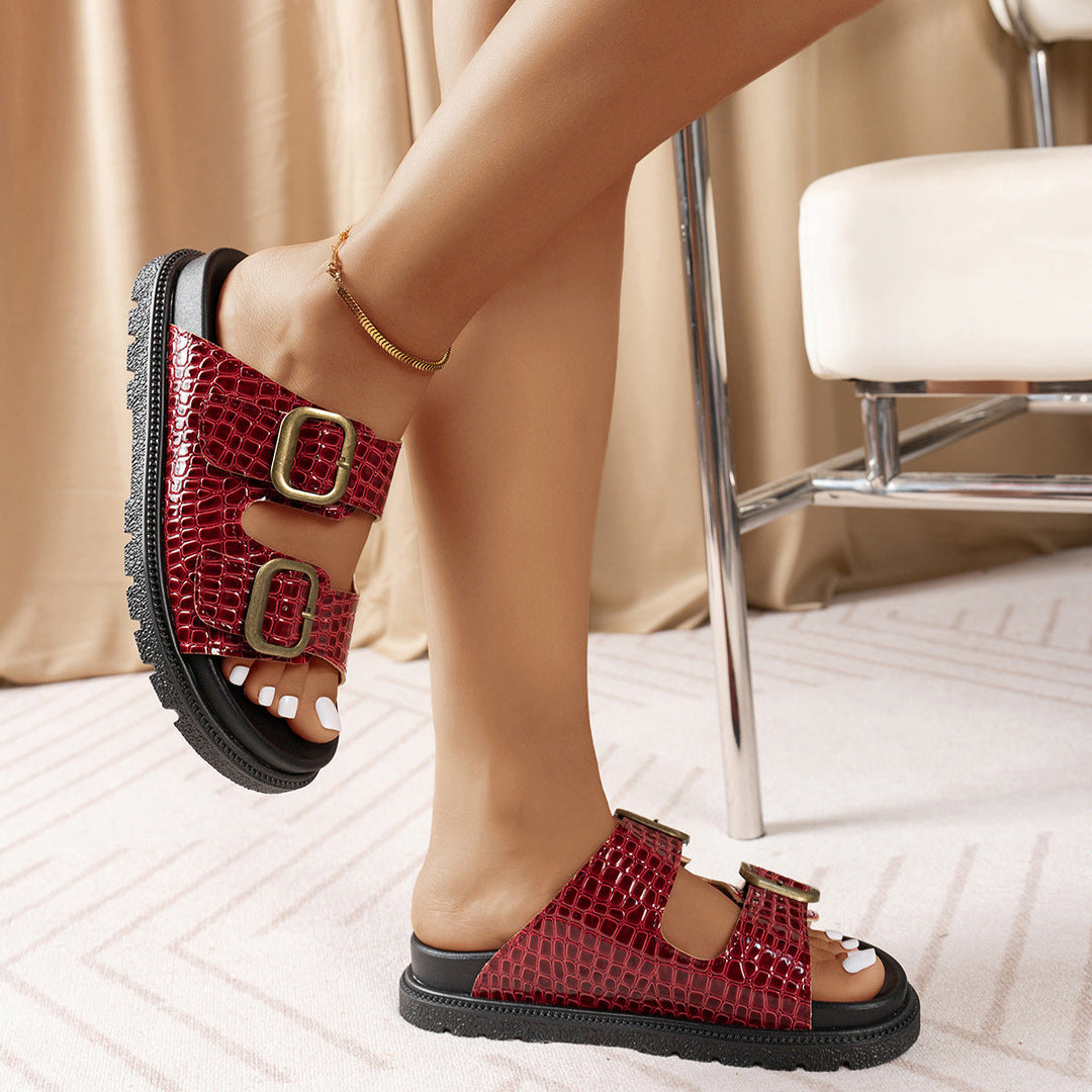 Damen Komfortable Sandalen mit modischen Schnallenapplikationen Nord Taschen