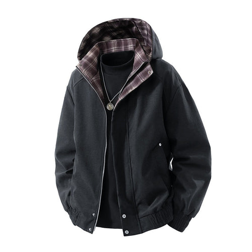 Herren Kapuzenjacke mit Karo-Futter Nord Taschen