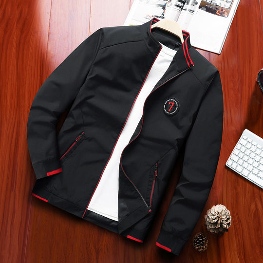 Herren leichter Softshell-Bomber mit Stehkragen und Kontrastpaspeln Nord Taschen