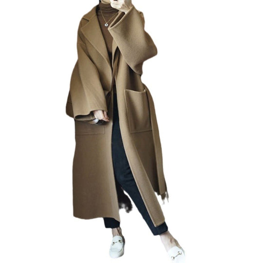 Damen Wollmix-Longcoat im Oversize-Schnitt mit großen aufgesetzten Taschen Nord Taschen
