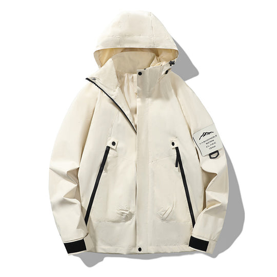 Herren Technische Kapuzen-Utility-Jacke mit verdeckter Frontblende, Reißverschluss-Taschen und Ärmeltasche Nord Taschen