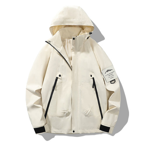 Herren Technische Kapuzen-Utility-Jacke mit verdeckter Frontblende, Reißverschluss-Taschen und Ärmeltasche Nord Taschen