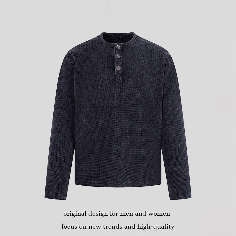 Herren Waffelstrick-Henleyshirt mit Knopfleiste und lässigem Regular-Fit Nord Taschen