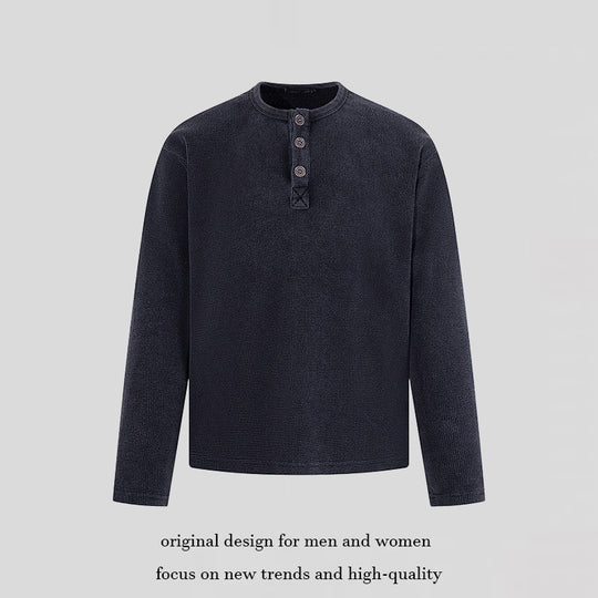 Herren Waffelstrick-Henleyshirt mit Knopfleiste und lässigem Regular-Fit Nord Taschen