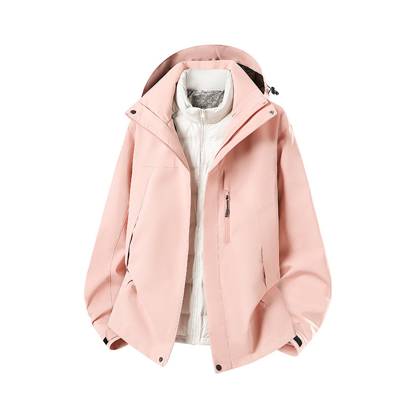 Damen Zweiteilige Softshell-Parka mit herausnehmbarer Steppinnenjacke Nord Taschen