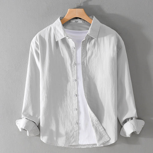 Herren Minimalistisches Leichtes Baumwoll-Überhemd im Relaxed-Look mit abgerundetem Saum Nord Taschen