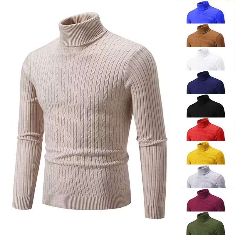 Herren Rollkragenpullover mit Zopfstrick und schlanker Passform Nord Taschen