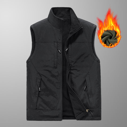 Herren wattierte Thermo-Fleece Weste mit wasserabweisender Nylon‑Shell und hohem Stehkragen Nord Taschen