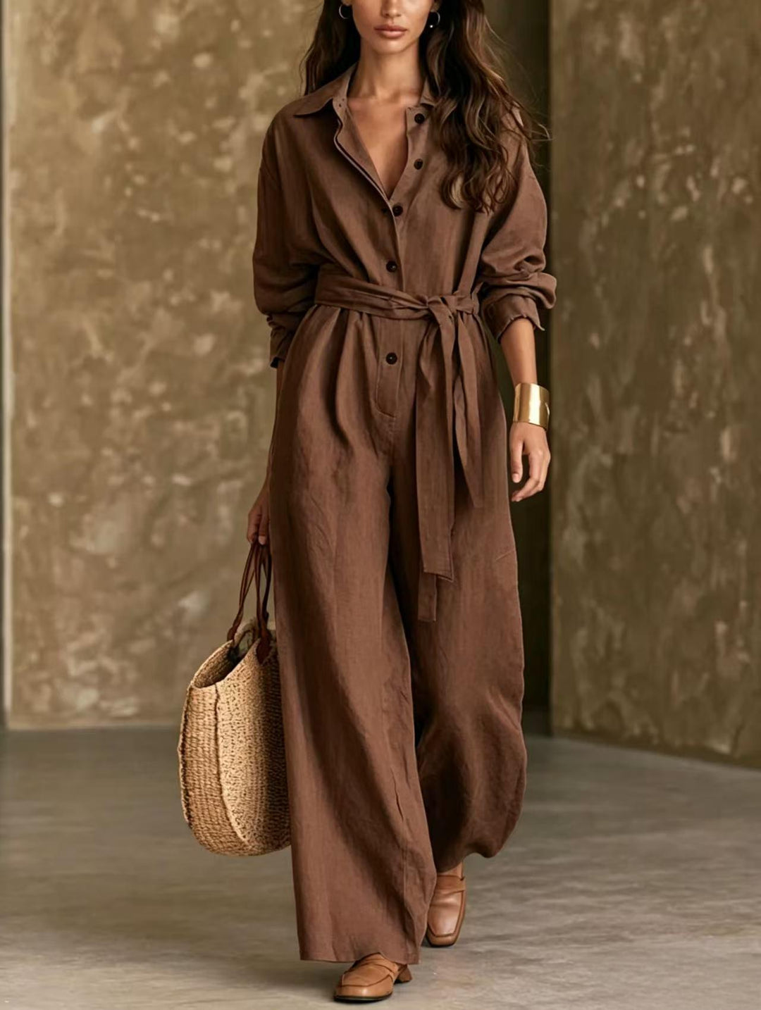 Damen Elegantes Hemdkleid mit Taillengürtel Nord Taschen