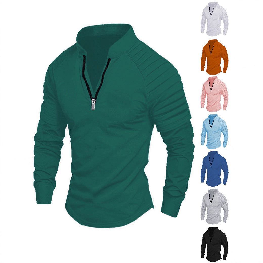 Herren Slim-Fit Troyer mit gesteppter Schulterpasse und halbem Reißverschluss Nord Taschen