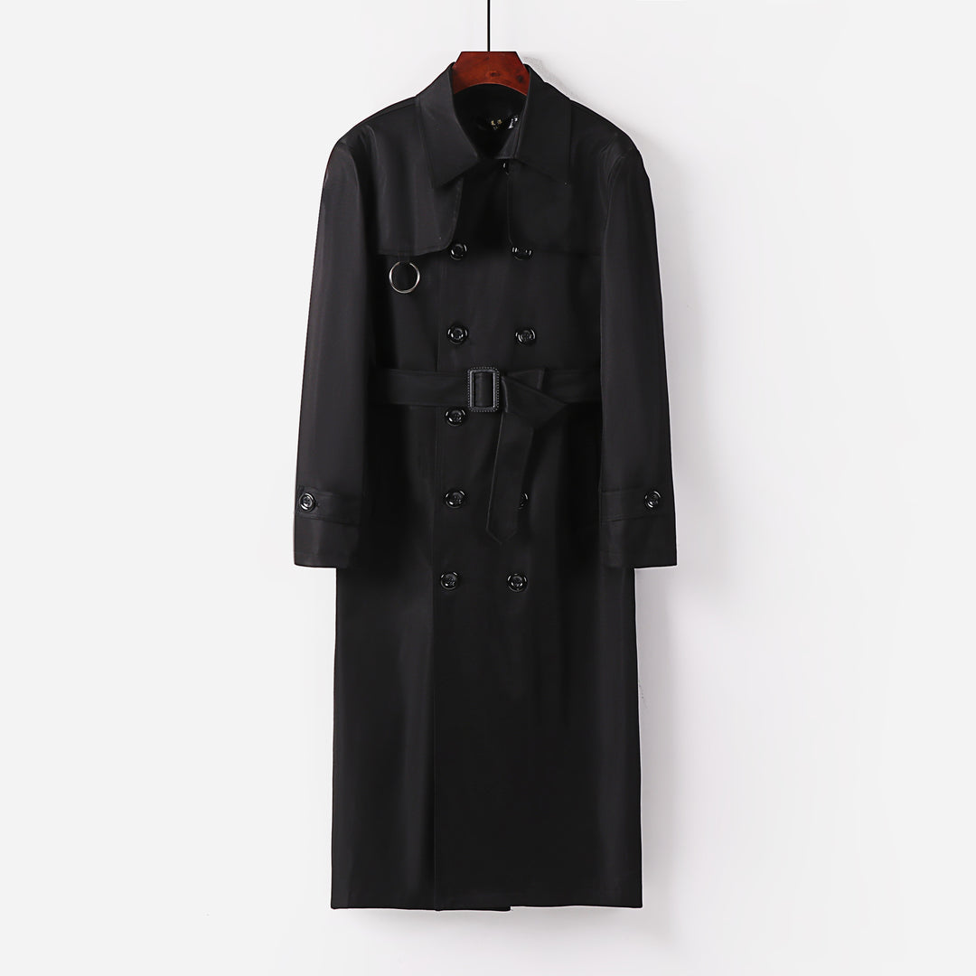 Herren Doppelreihiger Leichter Trenchcoat mit Taillengürtel Nord Taschen