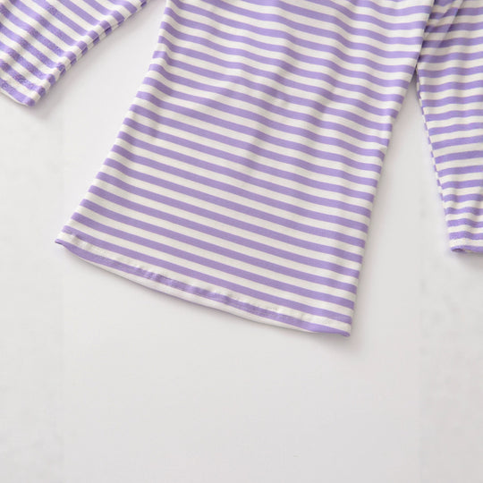 Damen Gestreiftes Langarmshirt mit tiefem Rundhalsausschnitt und Zierschleife Nord Taschen