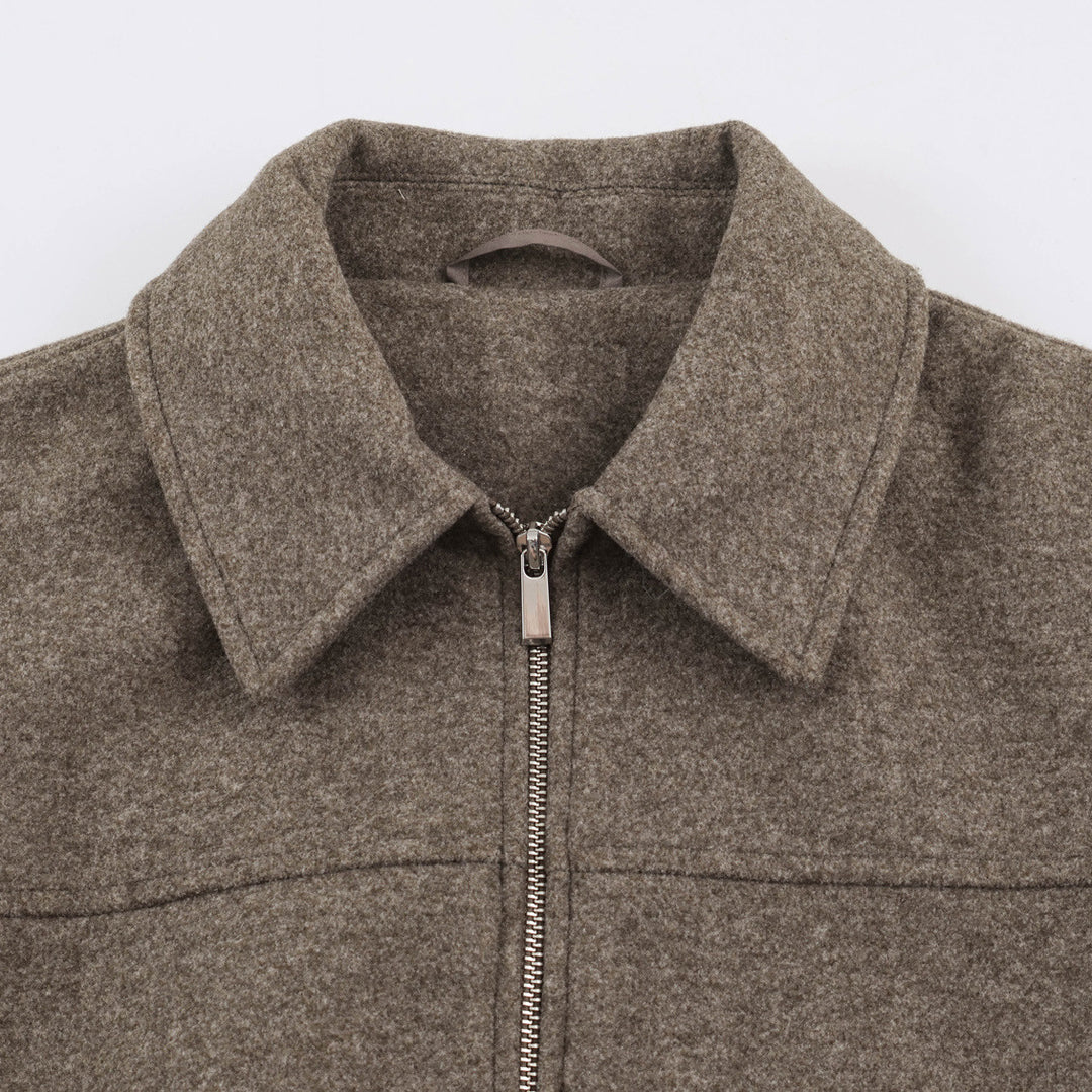 Damen Kurzjacke mit Ballonärmeln, weitem Hemdkragen und elastischem Saum Nord Taschen