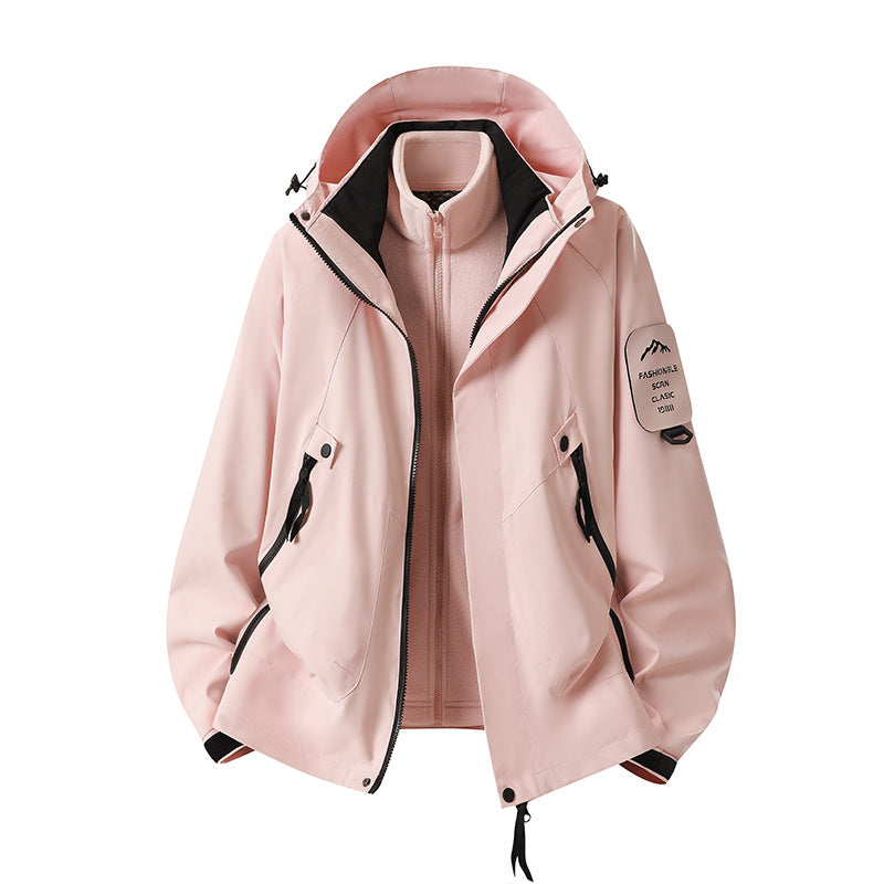 Herren Zwei-in-eins Wetterschutzjacke mit abnehmbarer Steppweste und verstellbarer Kapuze Nord Taschen