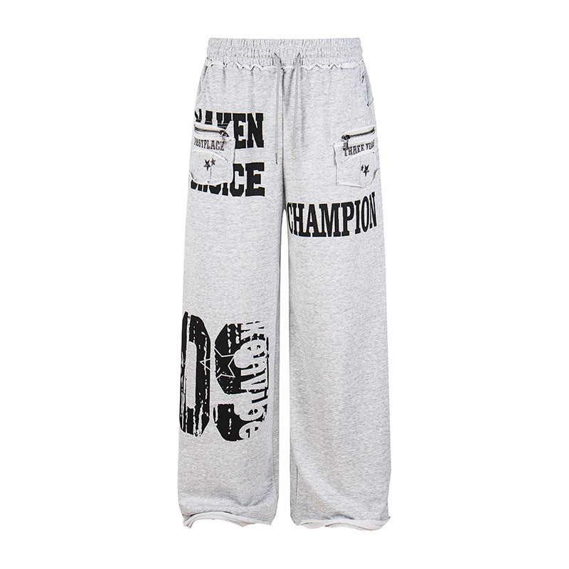 Damen Weite Palazzo‑Sweathose mit Komfortbund, Applikationstaschen und Typo‑Print Nord Taschen