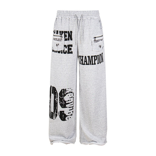 Damen Weite Palazzo‑Sweathose mit Komfortbund, Applikationstaschen und Typo‑Print Nord Taschen