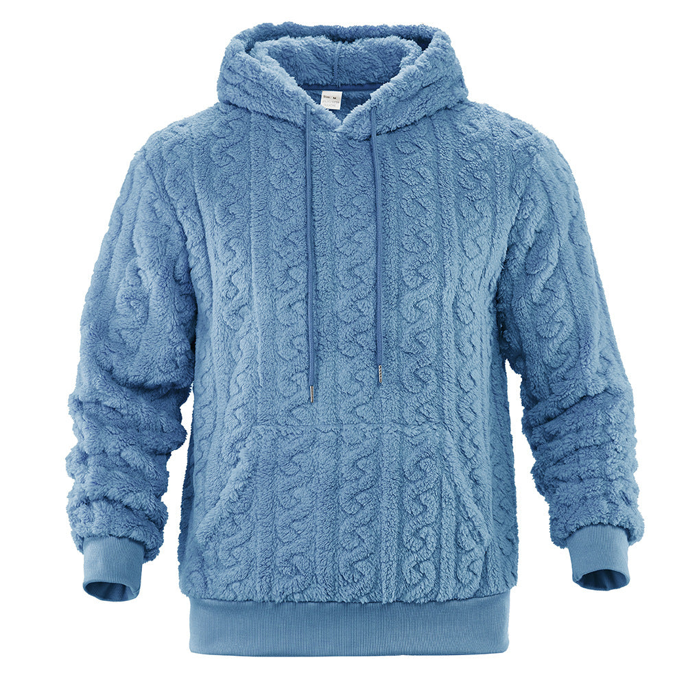 Herren Flauschiger Sherpa-Hoodie mit Zopfmuster, Kängurutasche und Rippbündchen Nord Taschen