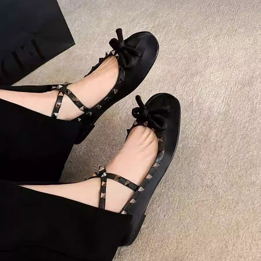 Damen Ballerinas mit stilvollem Nieten-Detail und edlem Schleifenakzent Nord Taschen