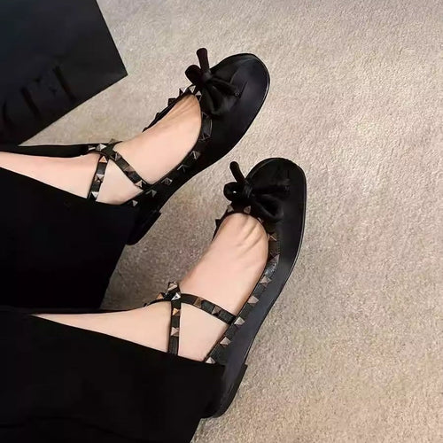 Damen Ballerinas mit stilvollem Nieten-Detail und edlem Schleifenakzent Nord Taschen