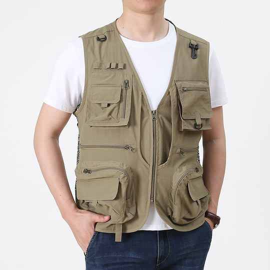Herren Multifunktionale Utility-Anglerweste mit zahlreichen Reißverschluss- und Pattentaschen Nord Taschen