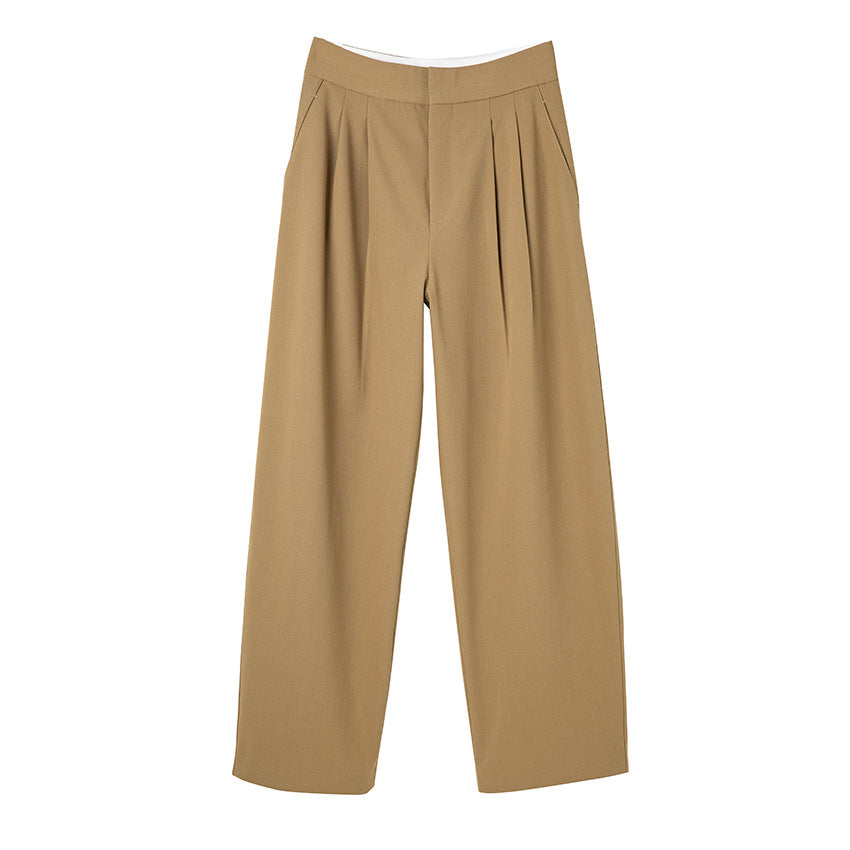 Damen Hochtaillierte Plissee-Bundhose mit weitem Bein Nord Taschen