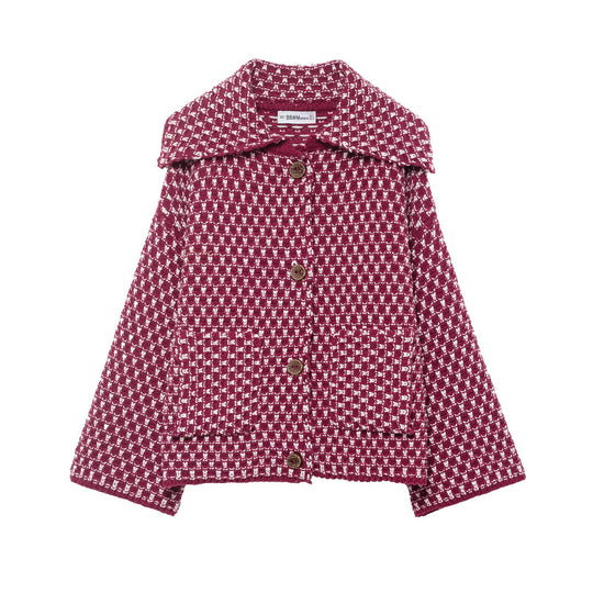 Damen Kurzjacke im Bouclé‑Waffelmuster mit großem Umlegekragen Nord Taschen