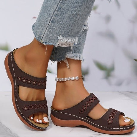 Damen Komfortable Riemchen-Sandalen mit flauschigem Fußbett