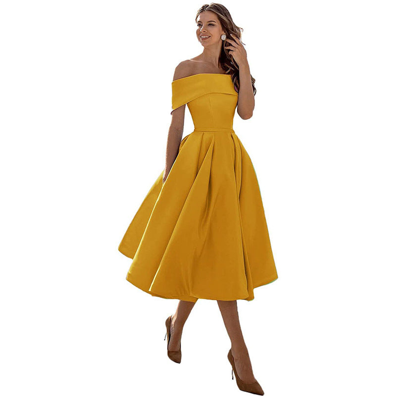 Legere Mode Satin Cocktailkleid Ohne Träger - Arvani