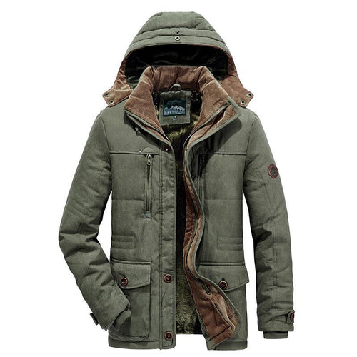 Herren wattierter Parka im Canvas-Look mit Teddyfleece-Innenfutter und Kapuze Nord Taschen