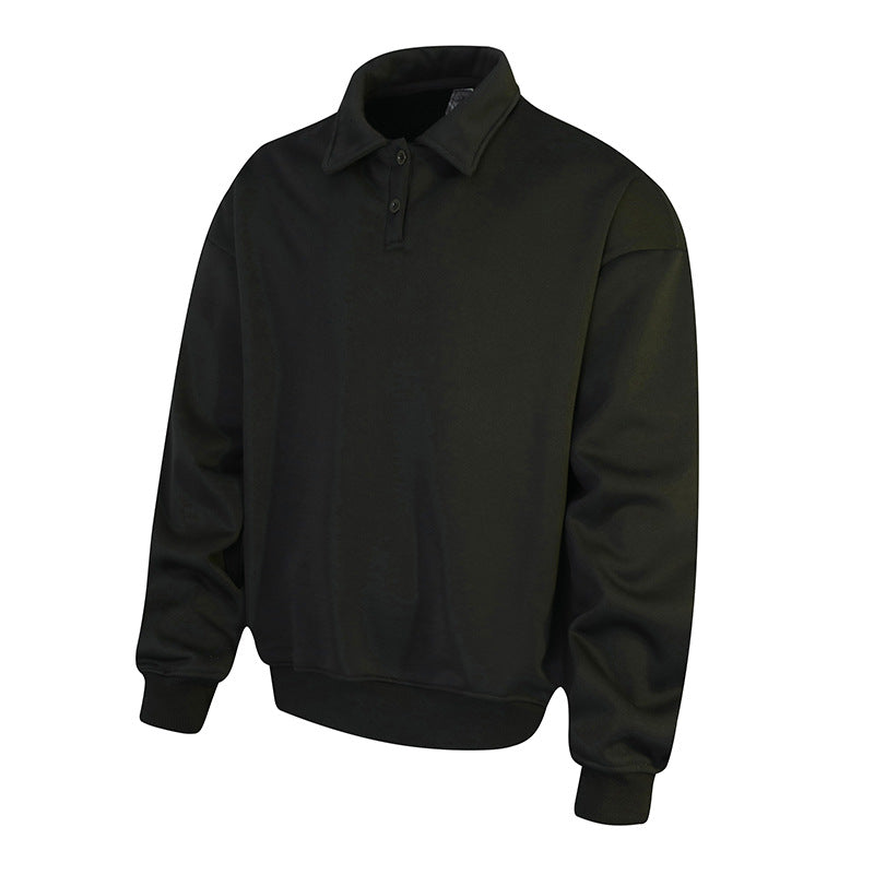 Herren Polo‑Sweatshirt im Oversize‑Relaxed‑Fit mit Rippbündchen und Knopfleiste Nord Taschen