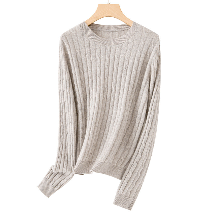 Damen Kuscheliger Zopfstrick-Pullover aus Feinstrick mit Rundhalsausschnitt Nord Taschen