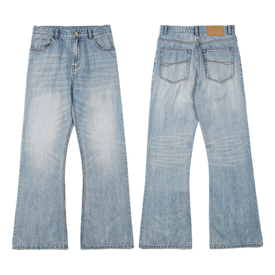 Herren Weite verwaschene Baggy-Jeans mit ausgestelltem Bein und verlängertem Saum Nord Taschen
